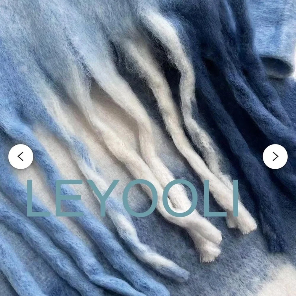 New bleu sky and white clouds Mohair Scarf Fuzzy 82.68 × 15.75 inches Wrap
